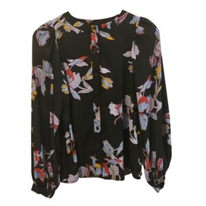Who What Wear Heirloom Black Floral Button Down Size XS